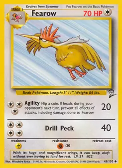 Fearow card from Base Set 2, number 41/130