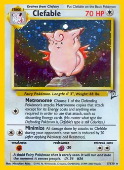 Clefable card from Base Set 2, number 5/130