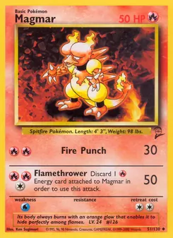 Magmar card from Base Set 2, number 51/130