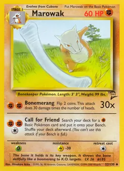 Marowak card from Base Set 2, number 52/130
