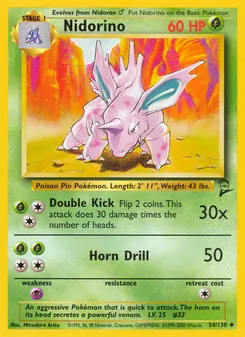 Nidorino card from Base Set 2, number 54/130