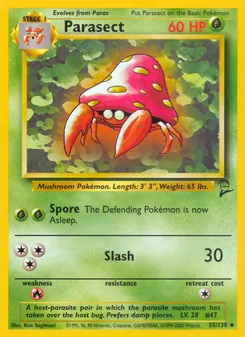 Parasect card from Base Set 2, number 55/130