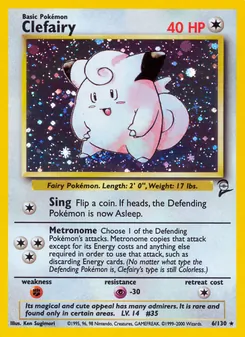 Clefairy card from Base Set 2, number 6/130