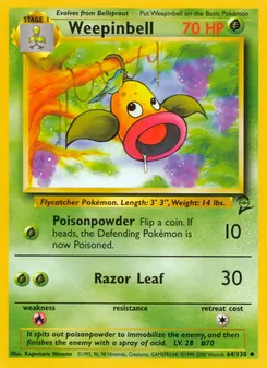 Weepinbell card from Base Set 2, number 64/130