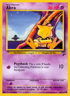 Abra card from Base Set 2, number 65/130