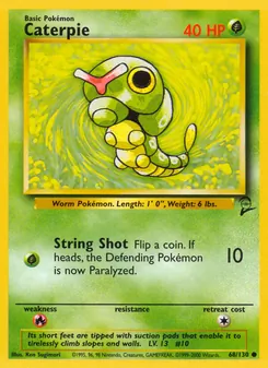 Caterpie card from Base Set 2, number 68/130