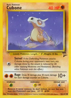 Cubone card from Base Set 2, number 70/130