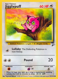 Jigglypuff card from Base Set 2, number 77/130