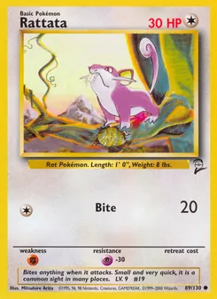 Rattata card from Base Set 2, number 89/130