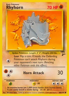 Rhyhorn card from Base Set 2, number 90/130