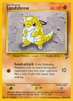 Sandshrew card from Base Set 2, number 91/130
