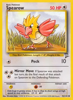 Spearow card from Base Set 2, number 92/130