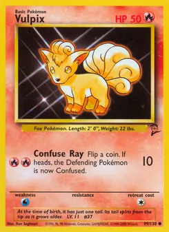 Vulpix card from Base Set 2, number 99/130