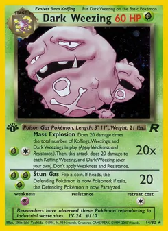 Dark Weezing card from Team Rocket, number 14/82
