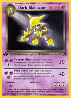 Dark Alakazam card from Team Rocket, number 18/82