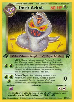 Dark Arbok card from Team Rocket, number 19/82