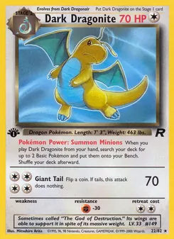 Dark Dragonite card from Team Rocket, number 22/82