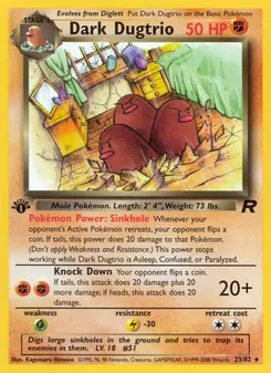 Dark Dugtrio card from Team Rocket, number 23/82