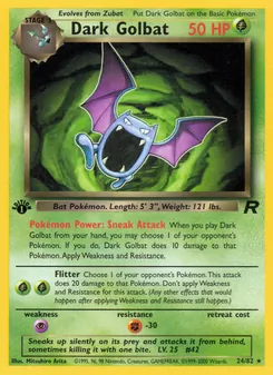 Dark Golbat card from Team Rocket, number 24/82