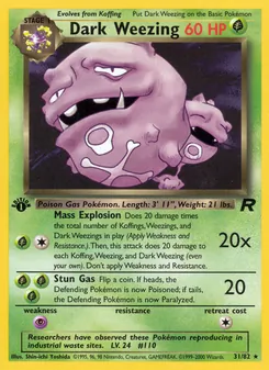 Dark Weezing card from Team Rocket, number 31/82