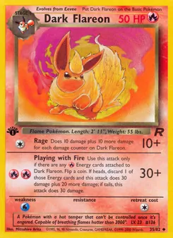 Dark Flareon card from Team Rocket, number 35/82