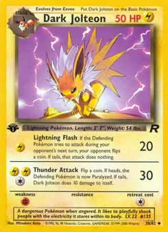 Dark Jolteon card from Team Rocket, number 38/82