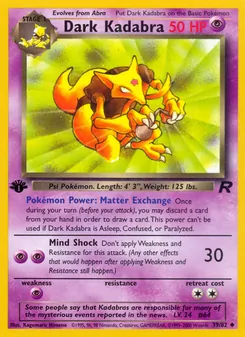 Dark Kadabra card from Team Rocket, number 39/82