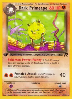 Dark Primeape card from Team Rocket, number 43/82
