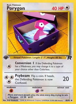 Porygon card from Team Rocket, number 48/82