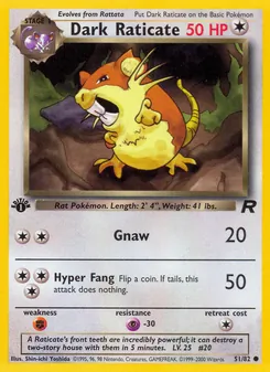 Dark Raticate card from Team Rocket, number 51/82