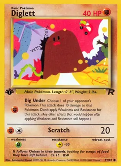 Diglett card from Team Rocket, number 52/82