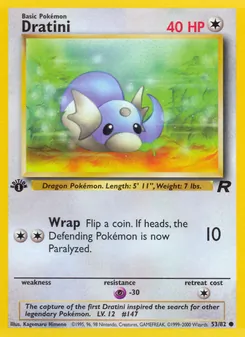 Dratini card from Team Rocket, number 53/82