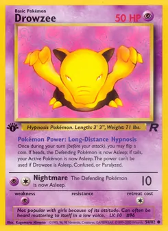 Drowzee card from Team Rocket, number 54/82
