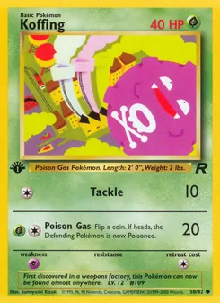Koffing card from Team Rocket, number 58/82