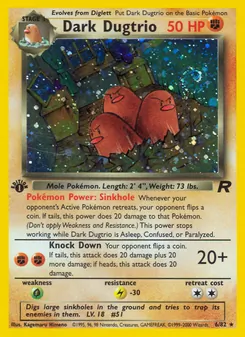 Dark Dugtrio card from Team Rocket, number 6/82