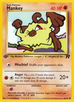 Mankey card from Team Rocket, number 61/82