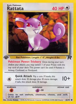 Rattata card from Team Rocket, number 66/82