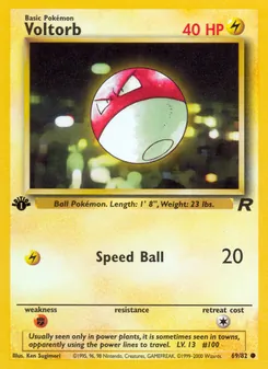 Voltorb card from Team Rocket, number 69/82