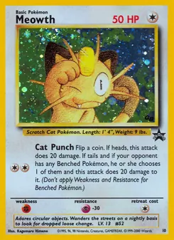 Meowth card from Wizards Black Star Promos, number 10/53