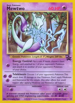 Mewtwo card from Wizards Black Star Promos, number 12/53