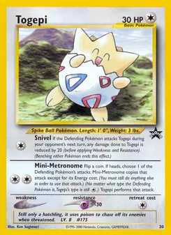 Togepi card from Wizards Black Star Promos, number 30/53