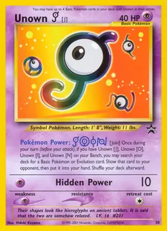 Unown [J] card from Wizards Black Star Promos, number 38/53