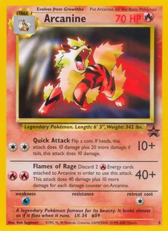 Arcanine card from Wizards Black Star Promos, number 6/53