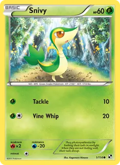 Snivy card from Black & White, number 1/114