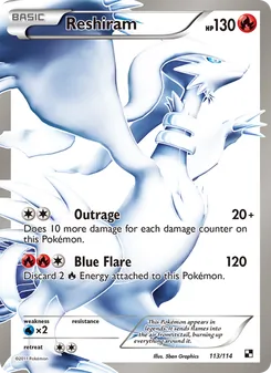Reshiram card from Black & White, number 113/114
