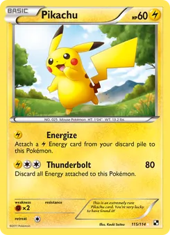 Pikachu card from Black & White, number 115/114