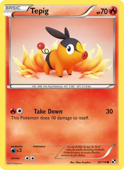 Tepig card from Black & White, number 16/114