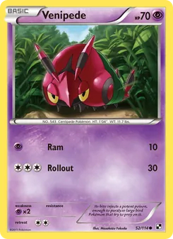 Venipede card from Black & White, number 52/114