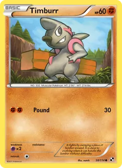 Timburr card from Black & White, number 58/114