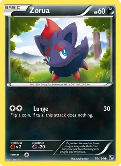 Zorua card from Black & White, number 70/114
